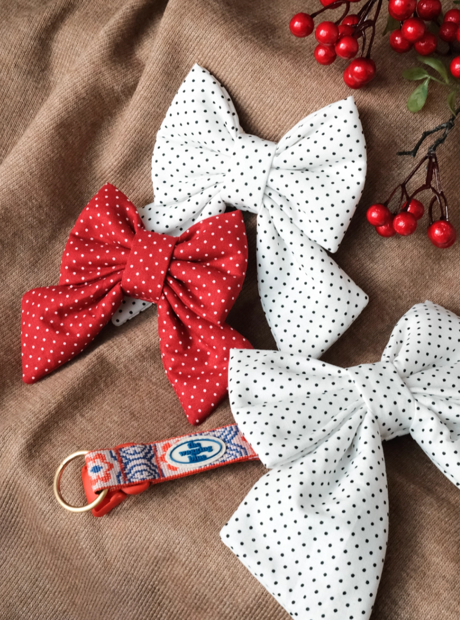 TWB｜White Dotty Ribbon｜白黑點點蝴蝶結