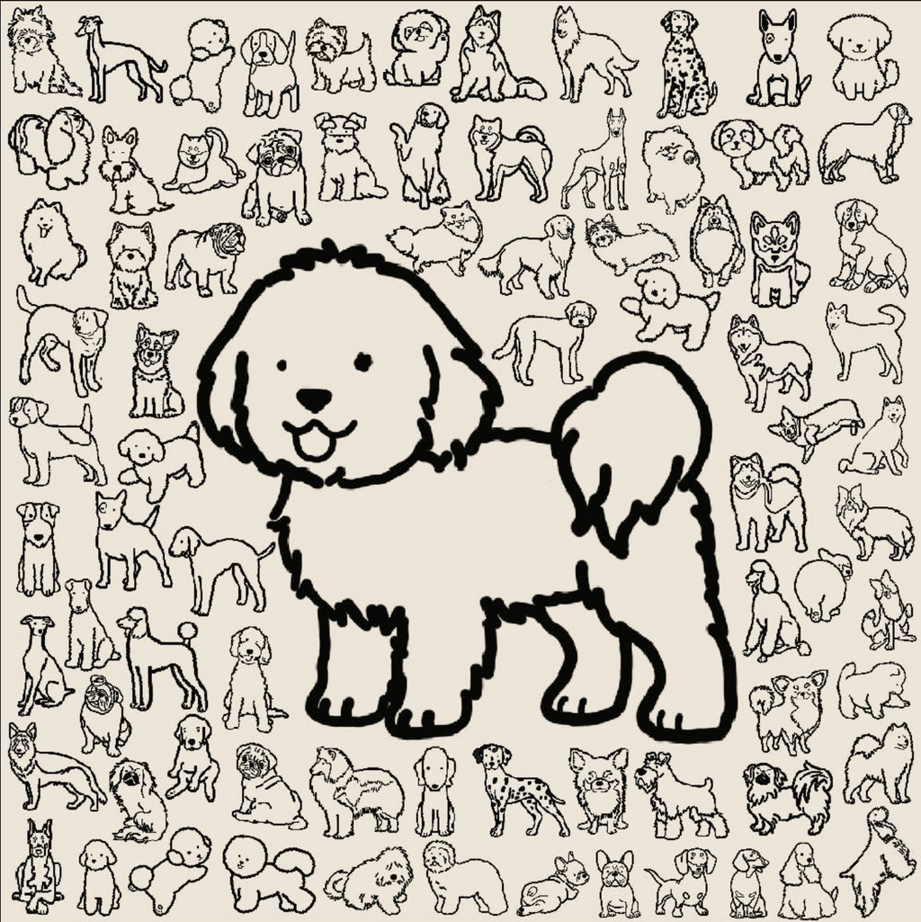Miguiland｜狗狗插畫線條吊牌