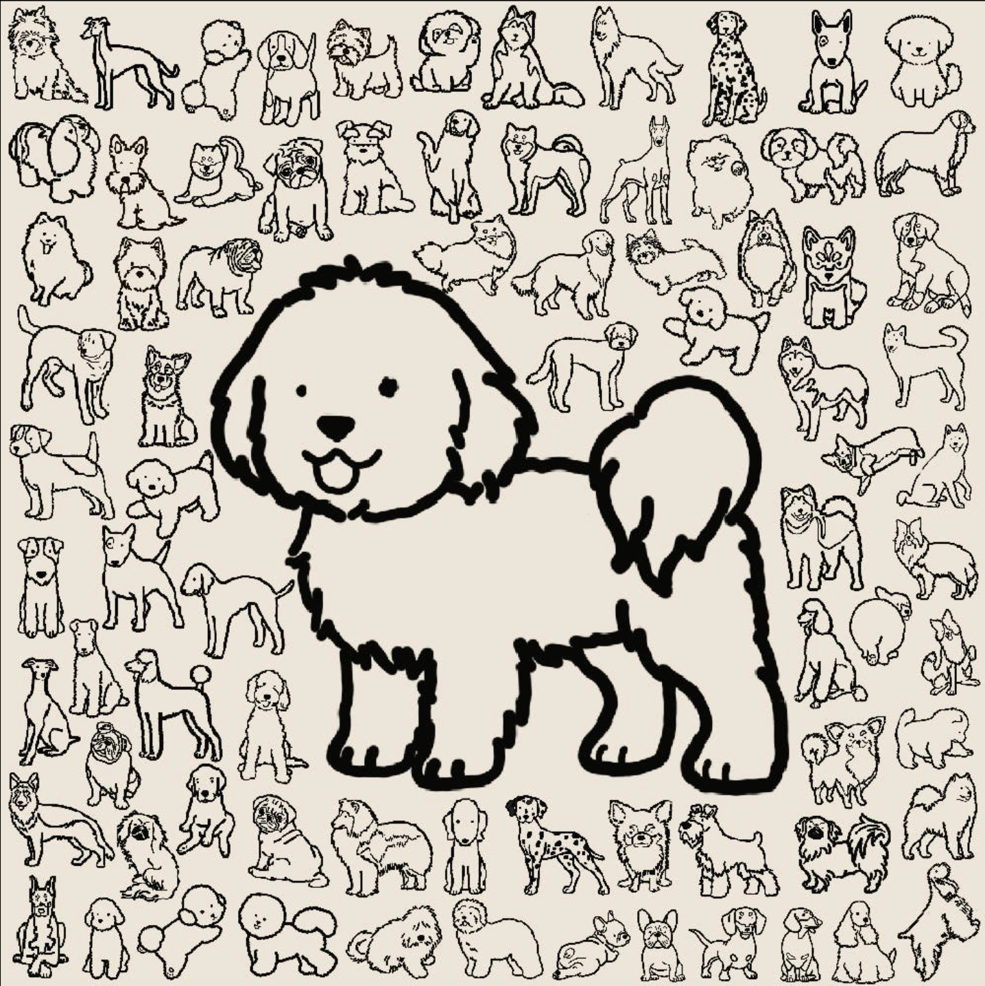 Miguiland｜狗狗插畫線條吊牌