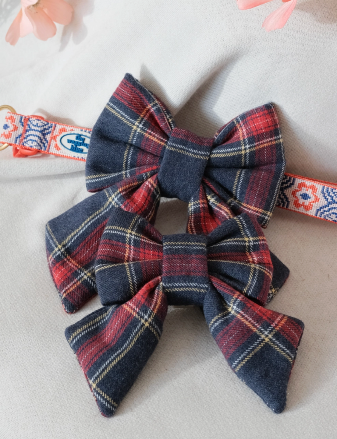 TWB｜Navy Plaid Ribbon｜海軍藍格紋蝴蝶結
