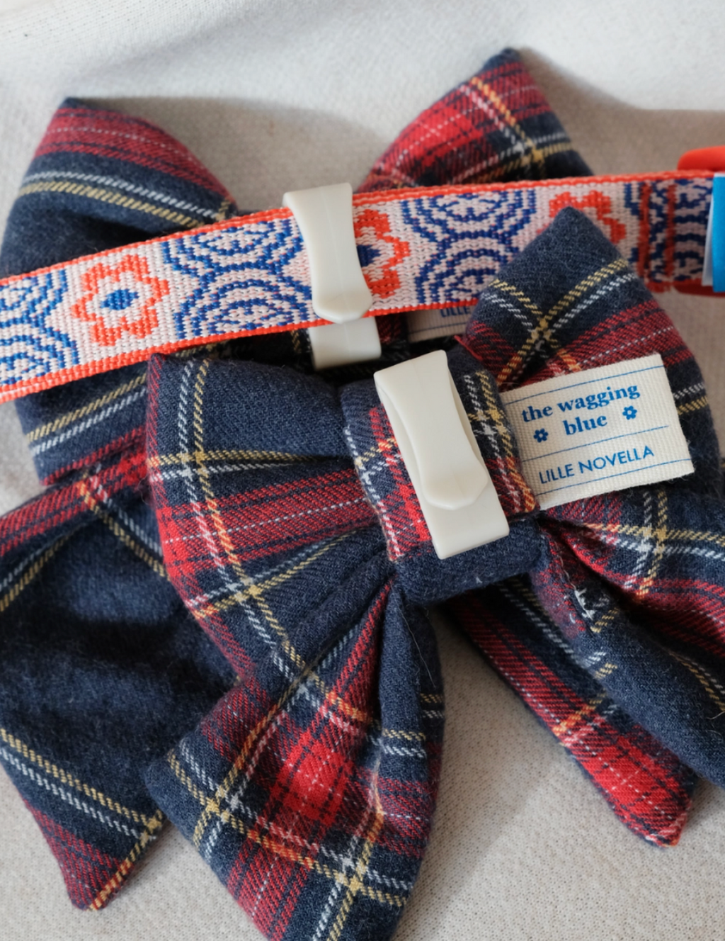 TWB｜Navy Plaid Ribbon｜海軍藍格紋蝴蝶結