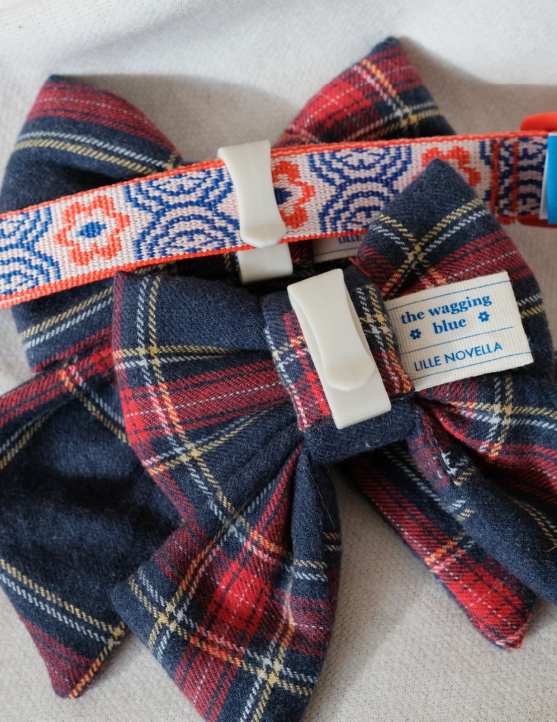 TWB｜Navy Plaid Ribbon｜海軍藍格紋蝴蝶結