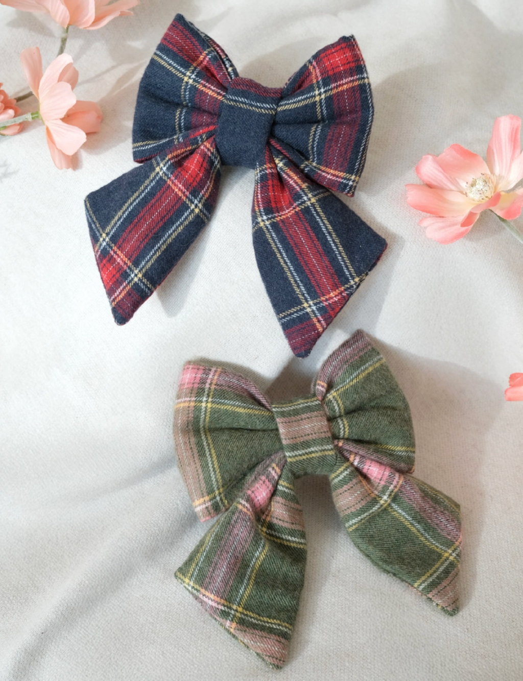 TWB｜Navy Plaid Ribbon｜海軍藍格紋蝴蝶結