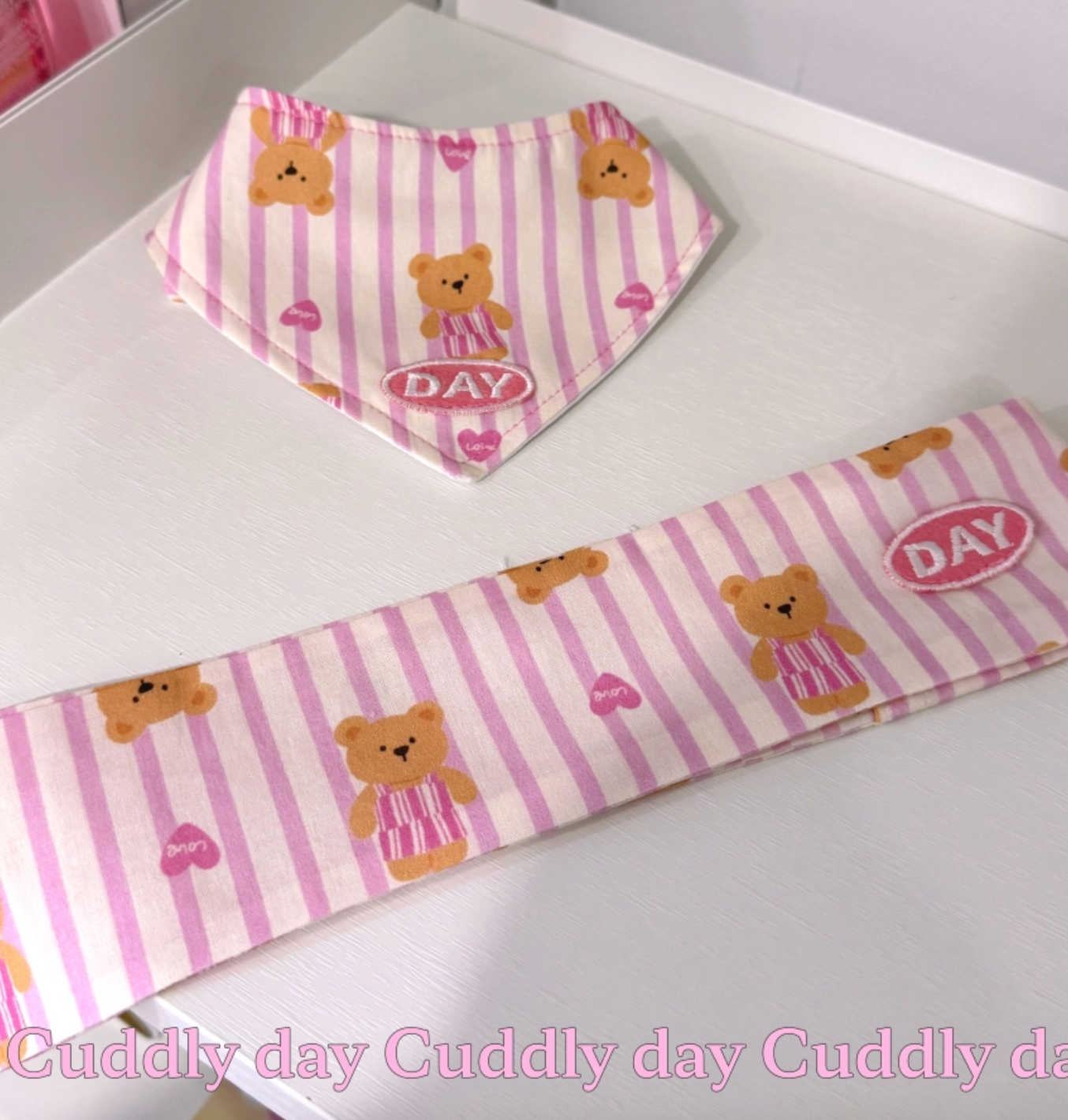 cuddlyday｜粉色睡衣熊熊＆兔子系列（涼感圍巾）