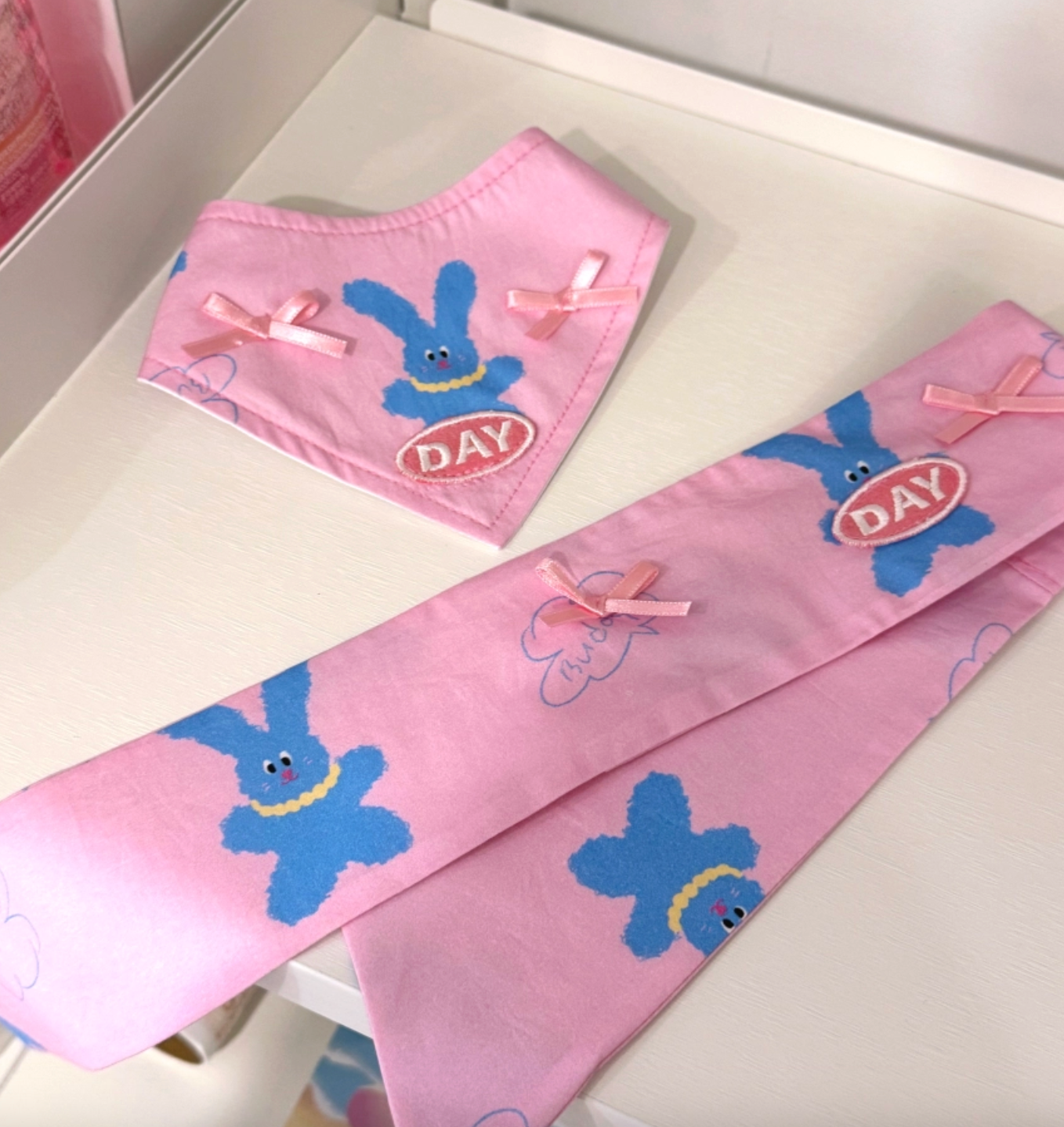 cuddlyday｜粉色睡衣熊熊＆兔子系列（涼感圍巾）