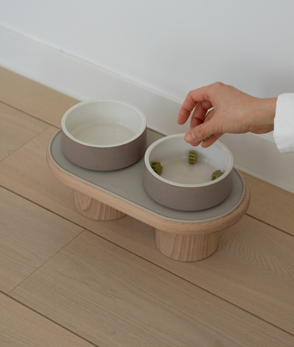 OURSLIPPU｜Dumbo Table 寵物雙碗餐桌組（3色）