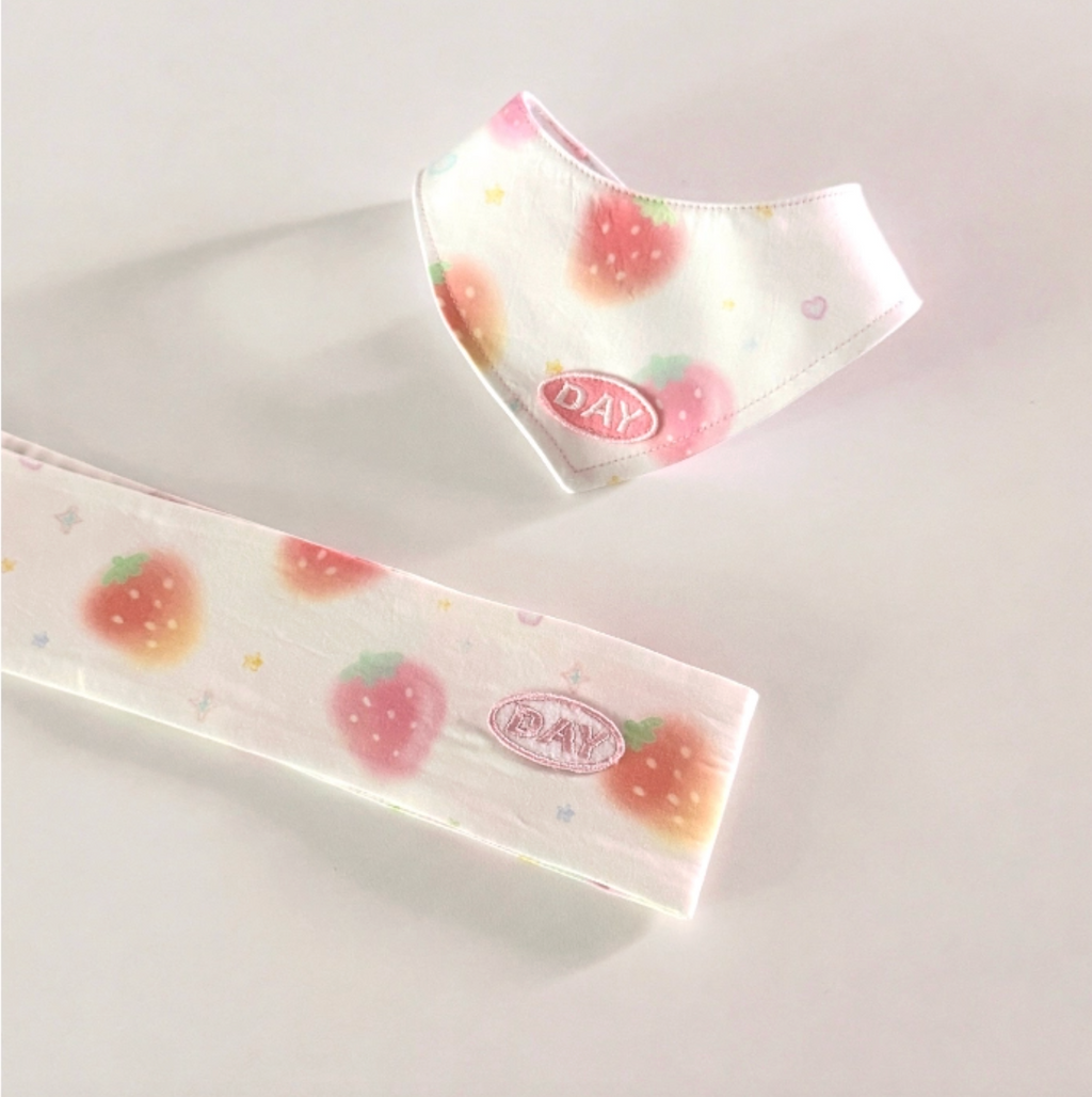 cuddlyday｜蜜桃草莓（三角領巾／涼感領巾）