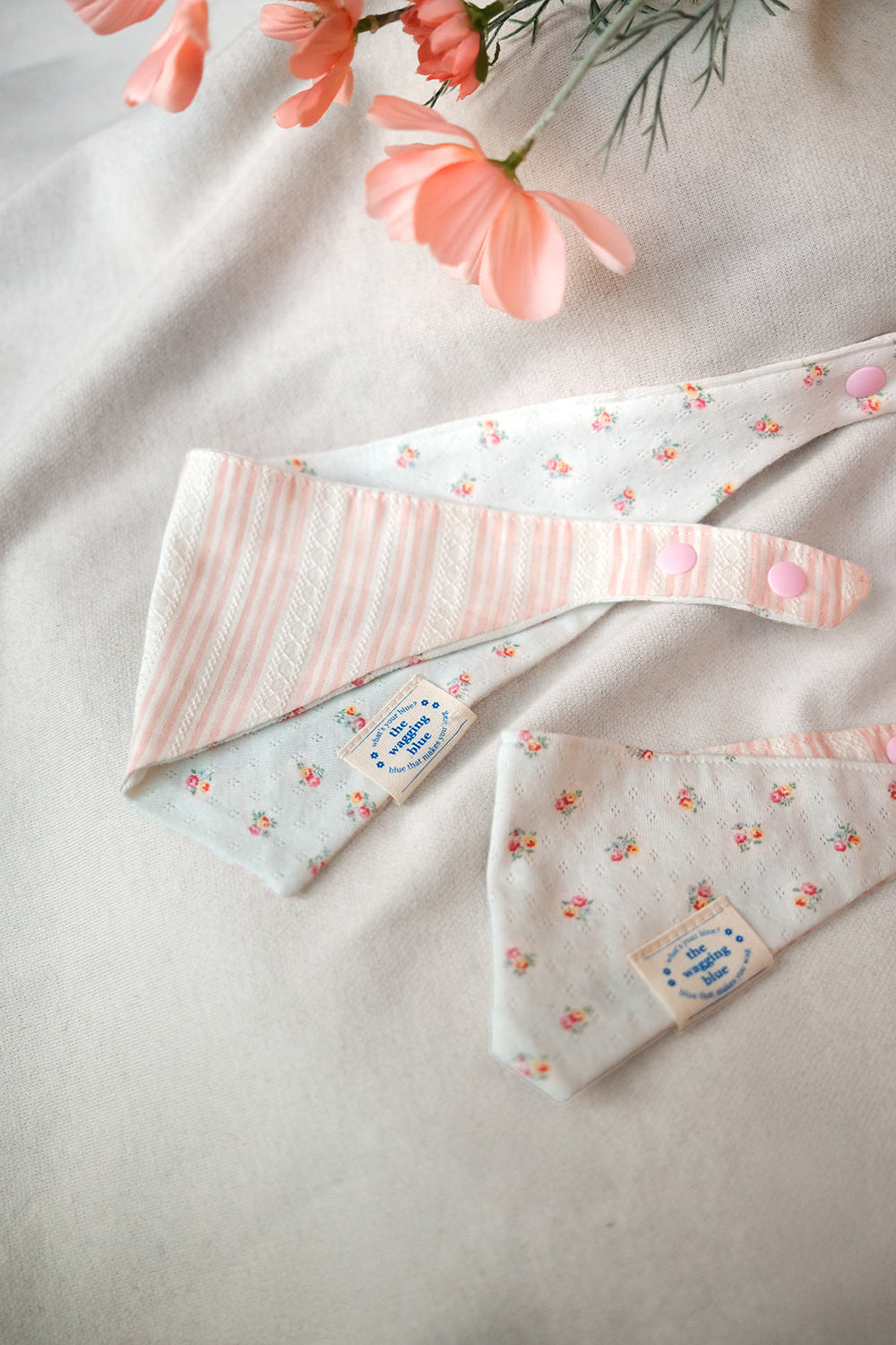 TWB｜Pink Stripes Reversible Bandana｜粉紅條紋雙面領巾