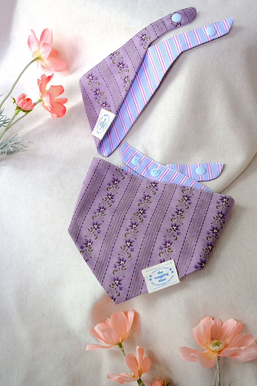 TWB｜Ube Stripes Reversible Bandana｜紫薯條紋雙面領巾