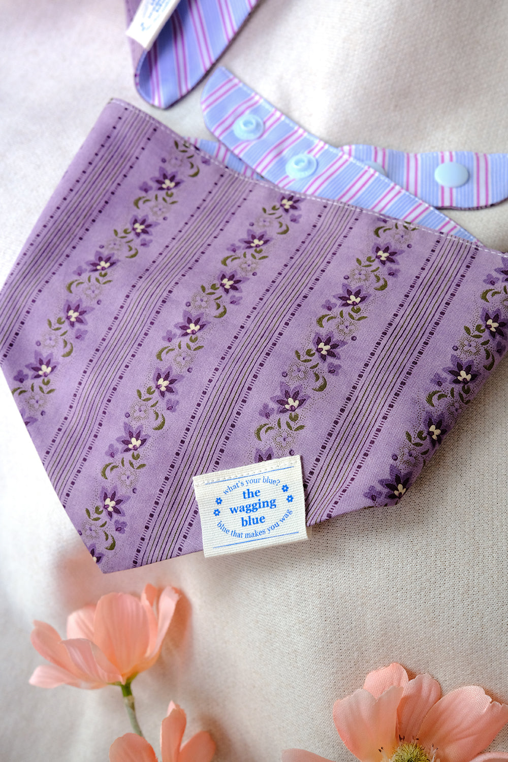 TWB｜Ube Stripes Reversible Bandana｜紫薯條紋雙面領巾