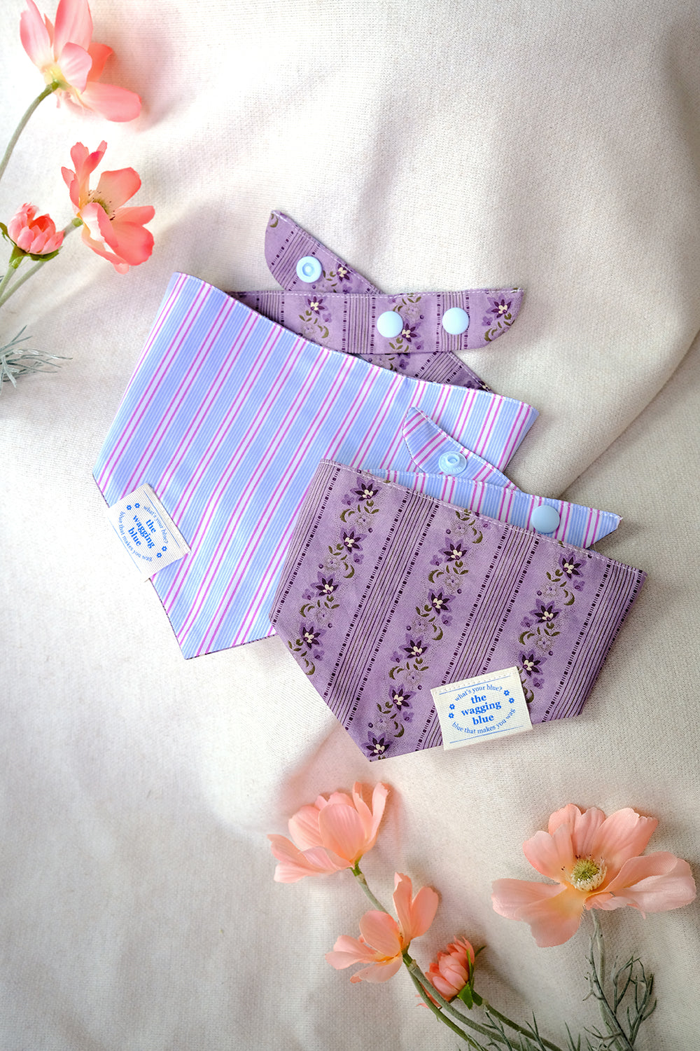 TWB｜Ube Stripes Reversible Bandana｜紫薯條紋雙面領巾