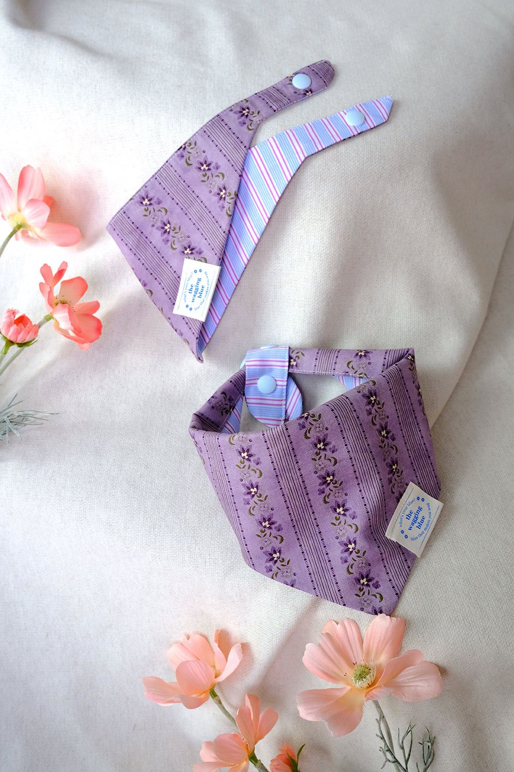 TWB｜Ube Stripes Reversible Bandana｜紫薯條紋雙面領巾