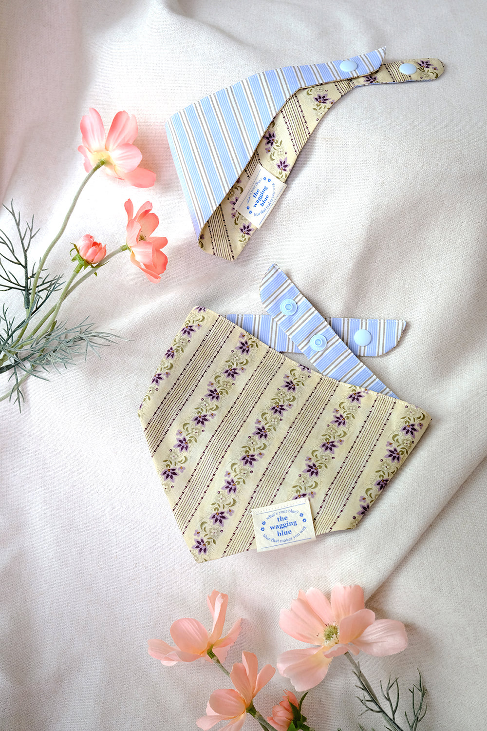 TWB｜Cream Cheese Stripes Reversible Bandana｜奶油起司條紋雙面領巾