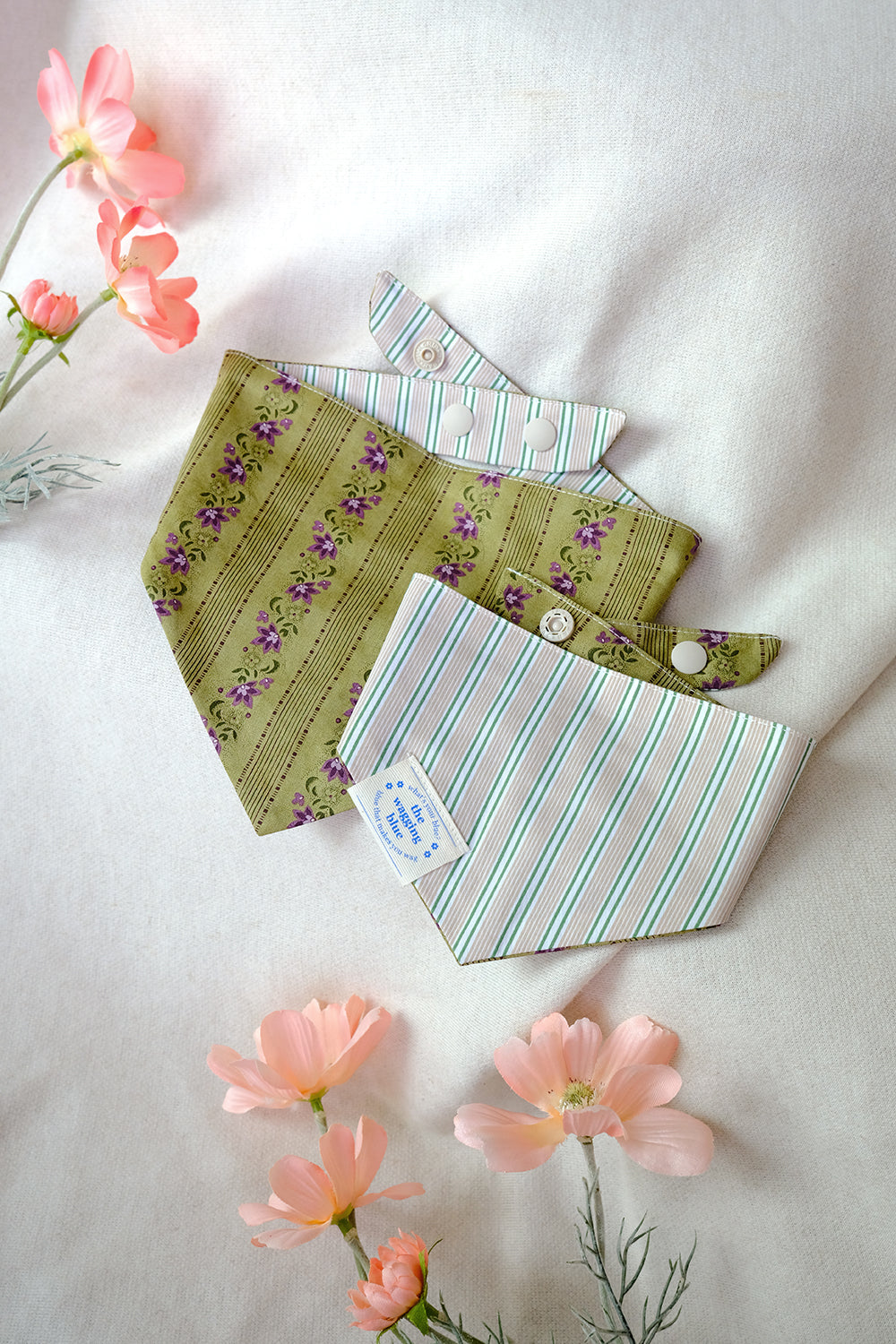 TWB｜Matcha Stripes Reversible Bandana｜抹茶條紋雙面領巾