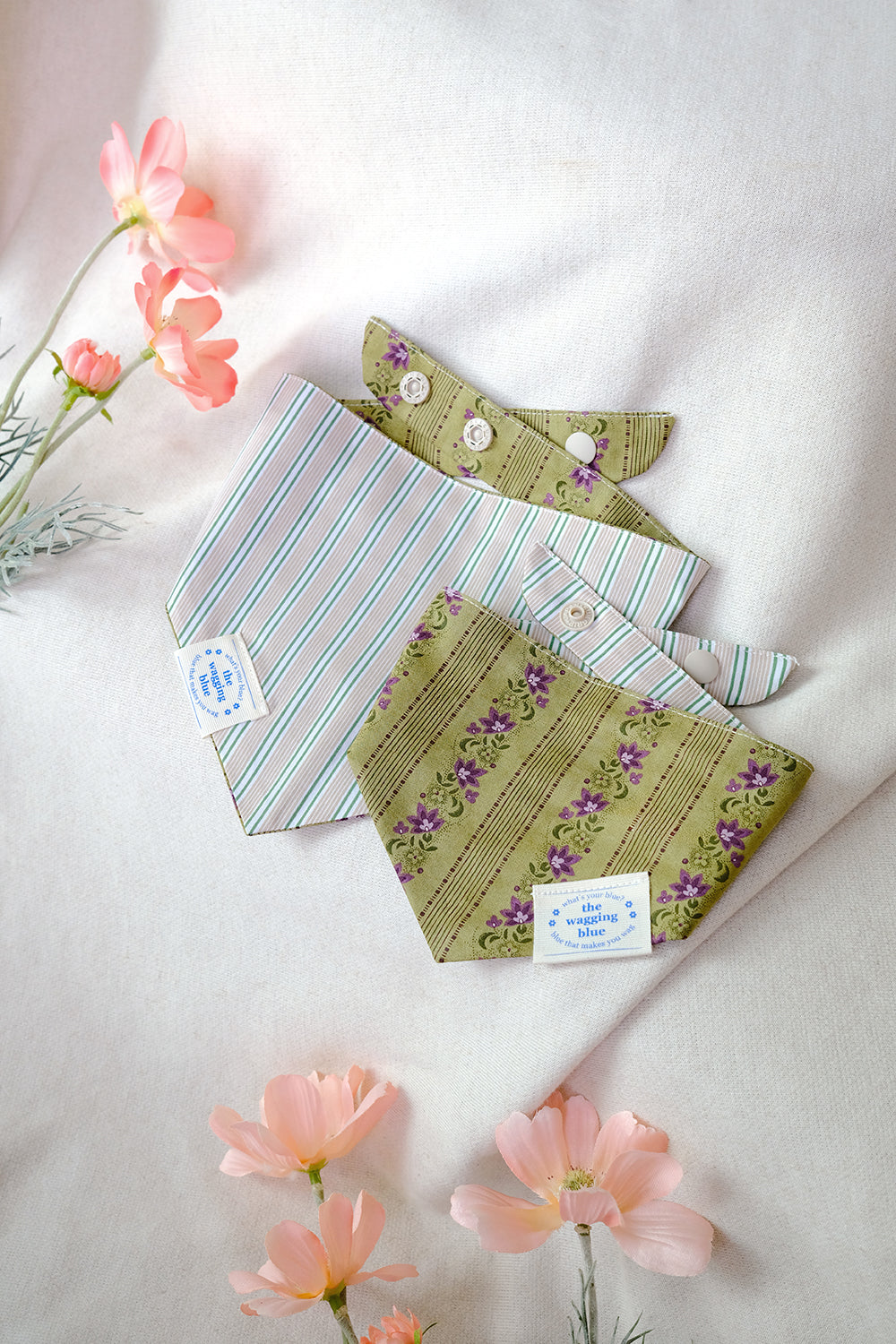 TWB｜Matcha Stripes Reversible Bandana｜抹茶條紋雙面領巾