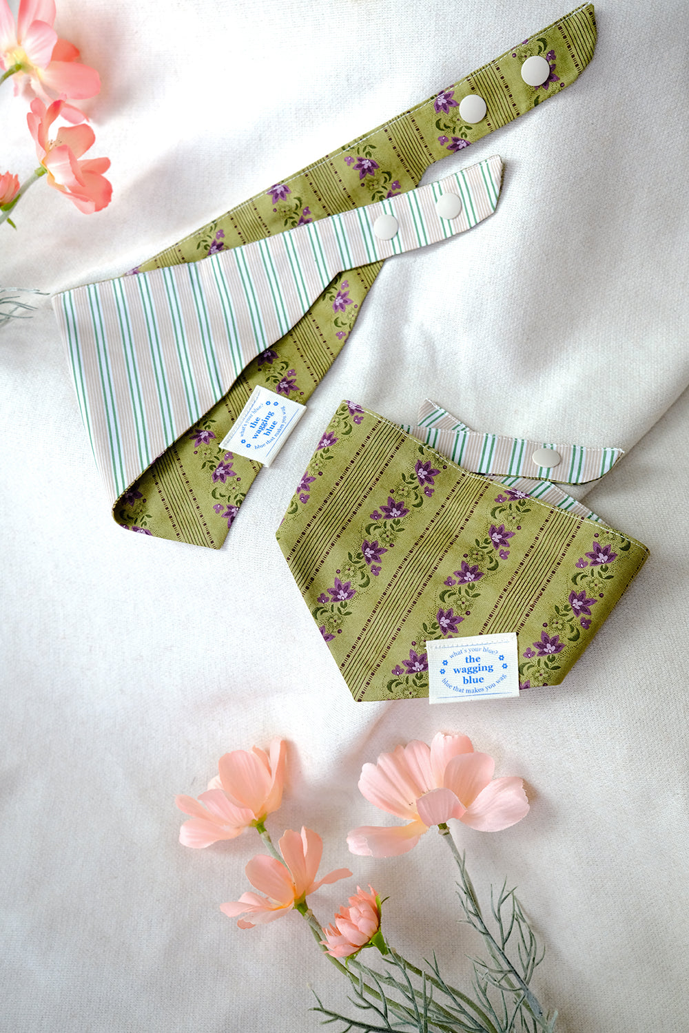 TWB｜Matcha Stripes Reversible Bandana｜抹茶條紋雙面領巾