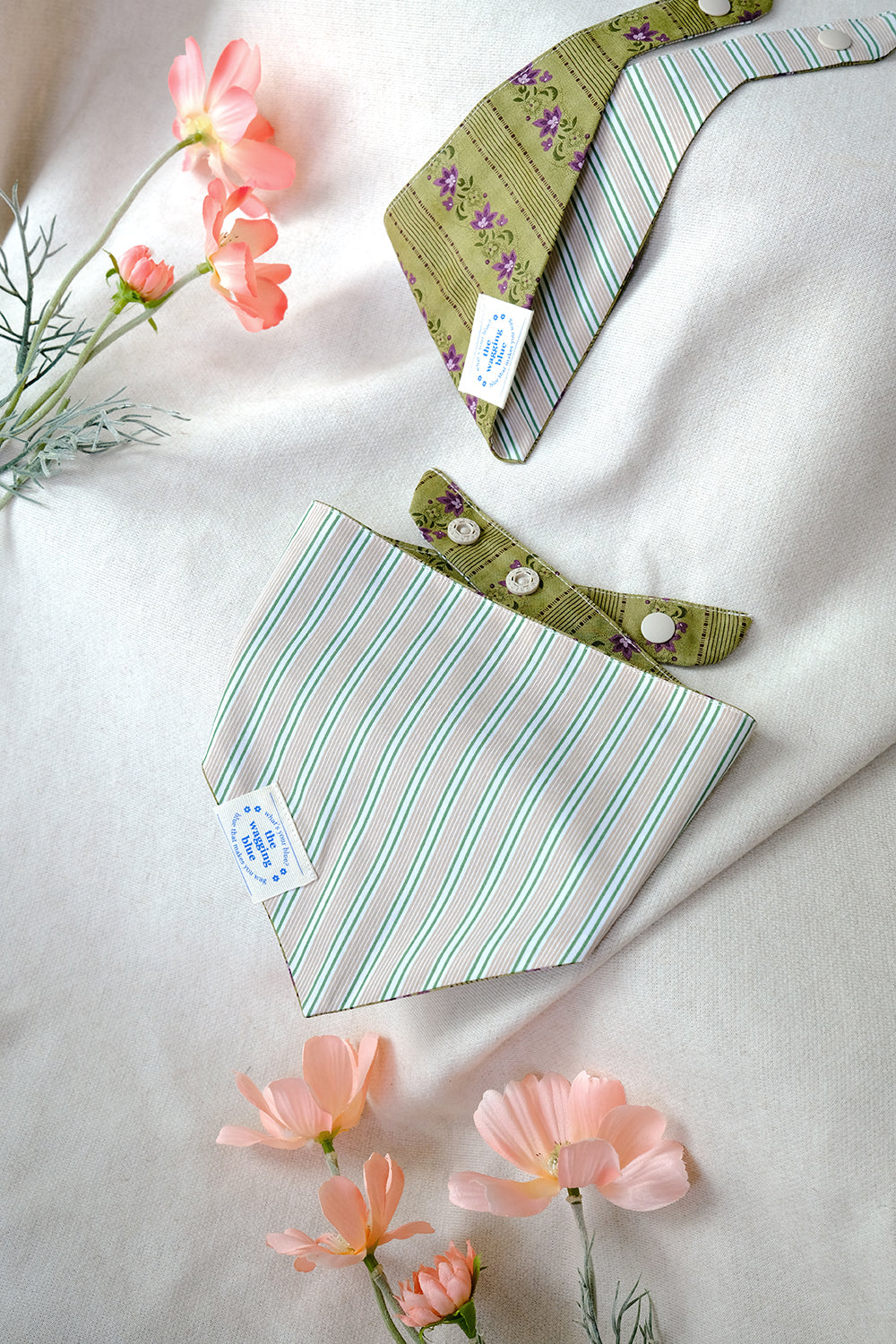 TWB｜Matcha Stripes Reversible Bandana｜抹茶條紋雙面領巾