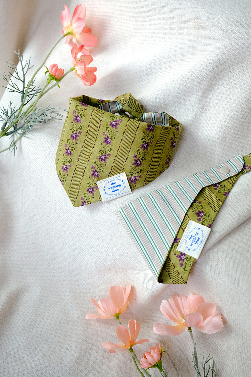 TWB｜Matcha Stripes Reversible Bandana｜抹茶條紋雙面領巾