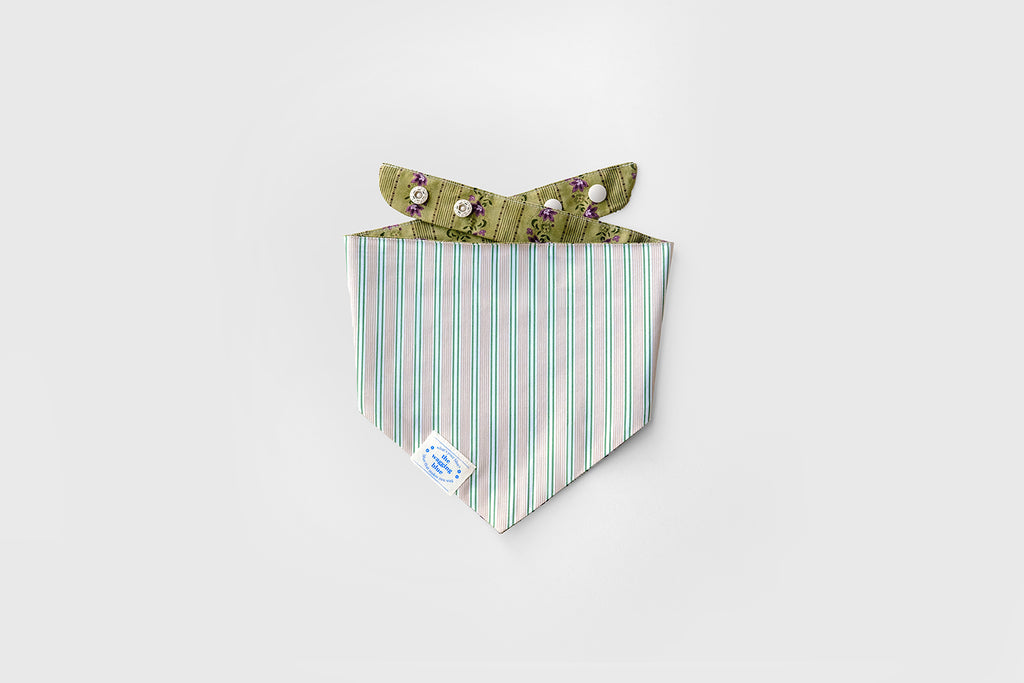 TWB｜Matcha Stripes Reversible Bandana｜抹茶條紋雙面領巾