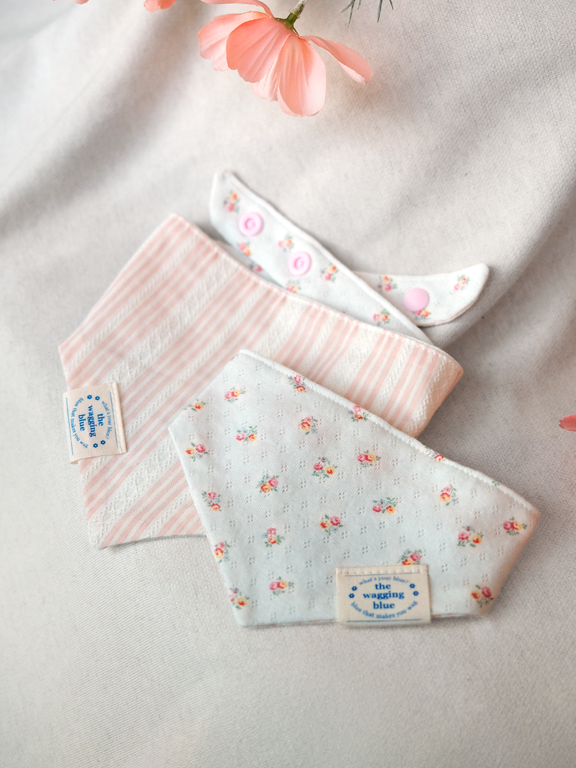 TWB｜Pink Stripes Reversible Bandana｜粉紅條紋雙面領巾