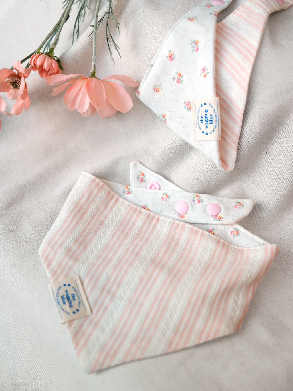 TWB｜Pink Stripes Reversible Bandana｜粉紅條紋雙面領巾