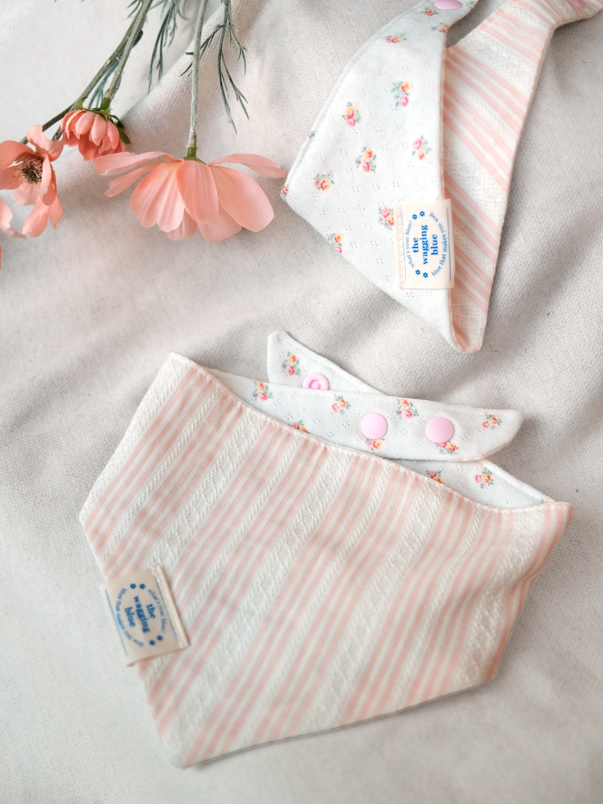 TWB｜Pink Stripes Reversible Bandana｜粉紅條紋雙面領巾