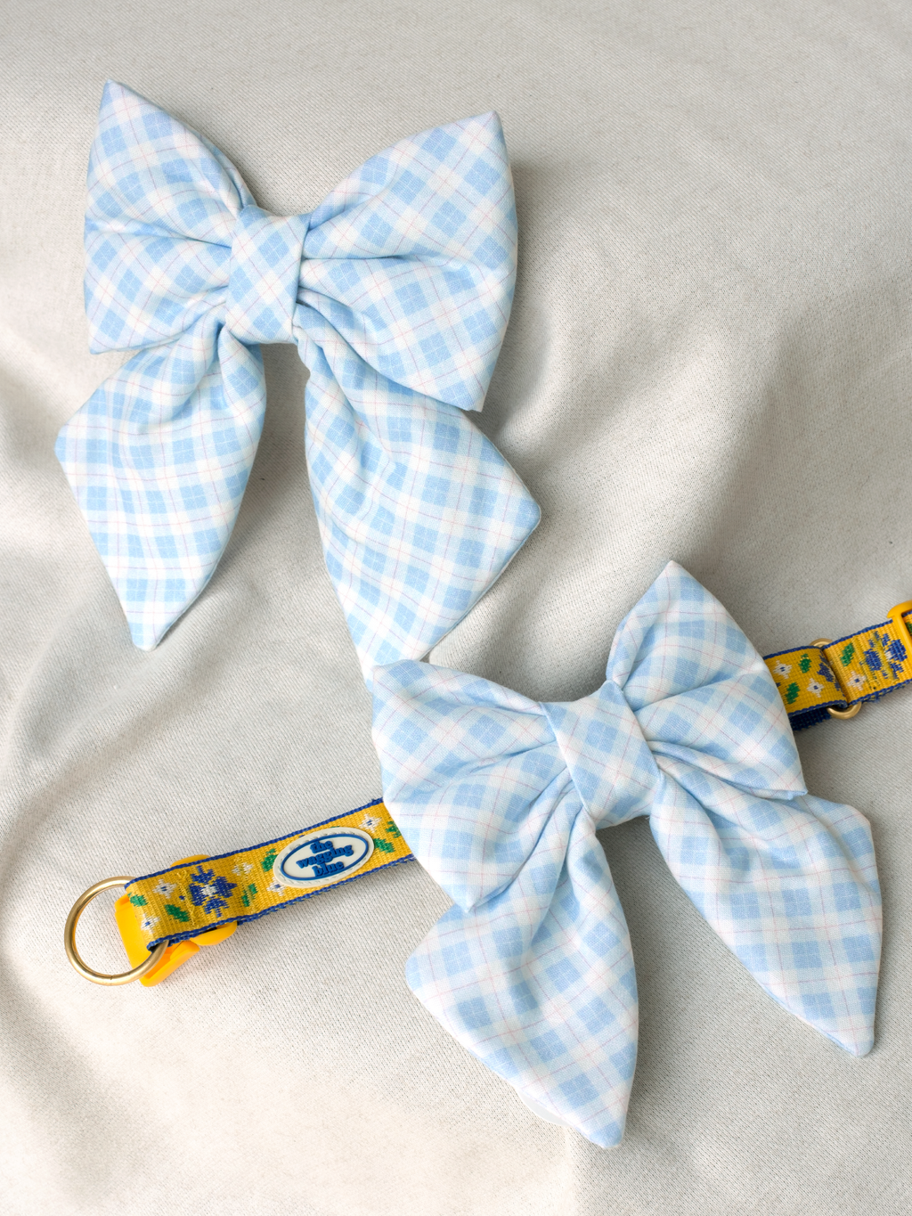 TWB｜Pastel Blue Plaid Ribbon｜粉彩藍格紋蝴蝶結