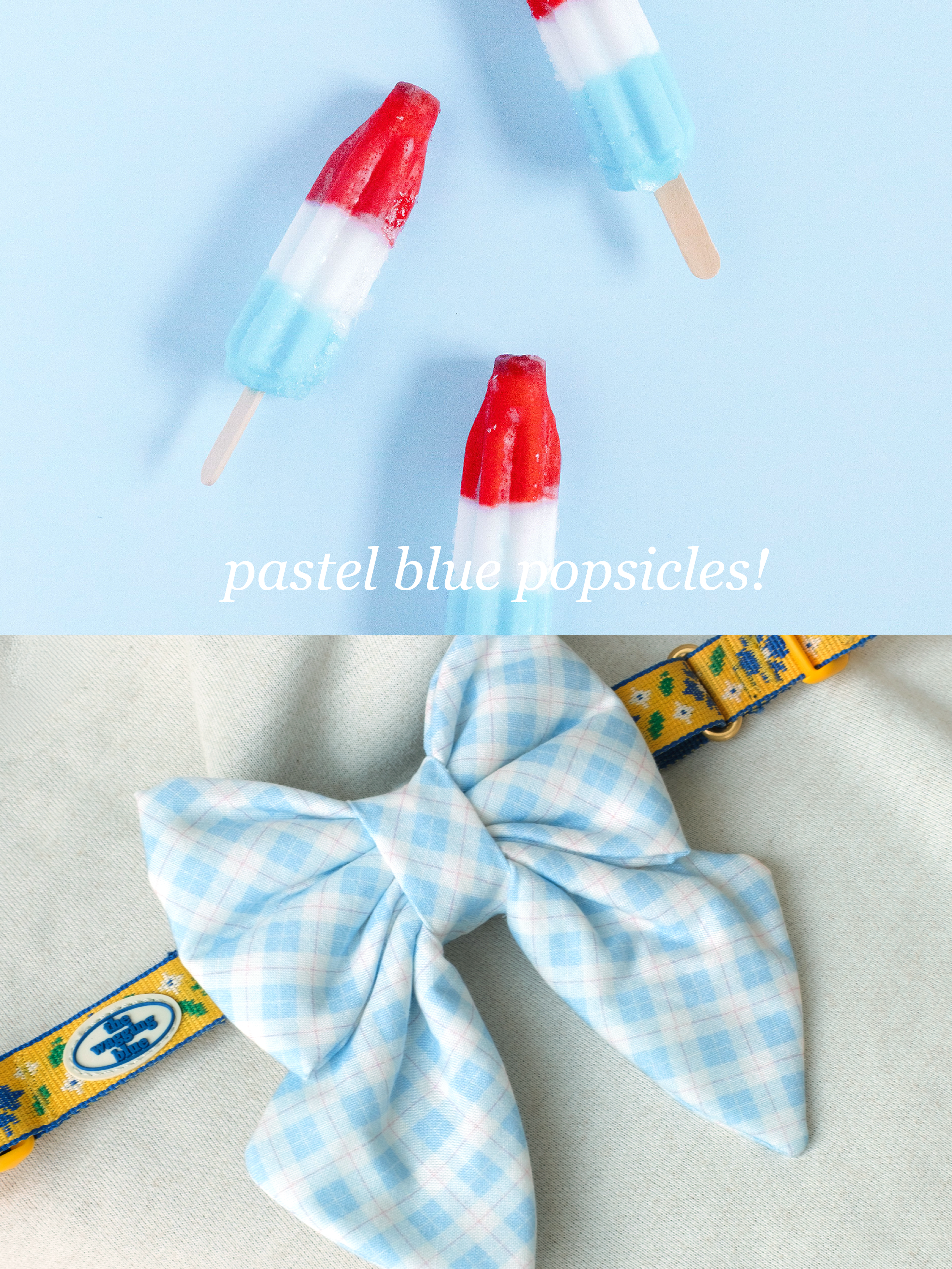 TWB｜Pastel Blue Plaid Ribbon｜粉彩藍格紋蝴蝶結