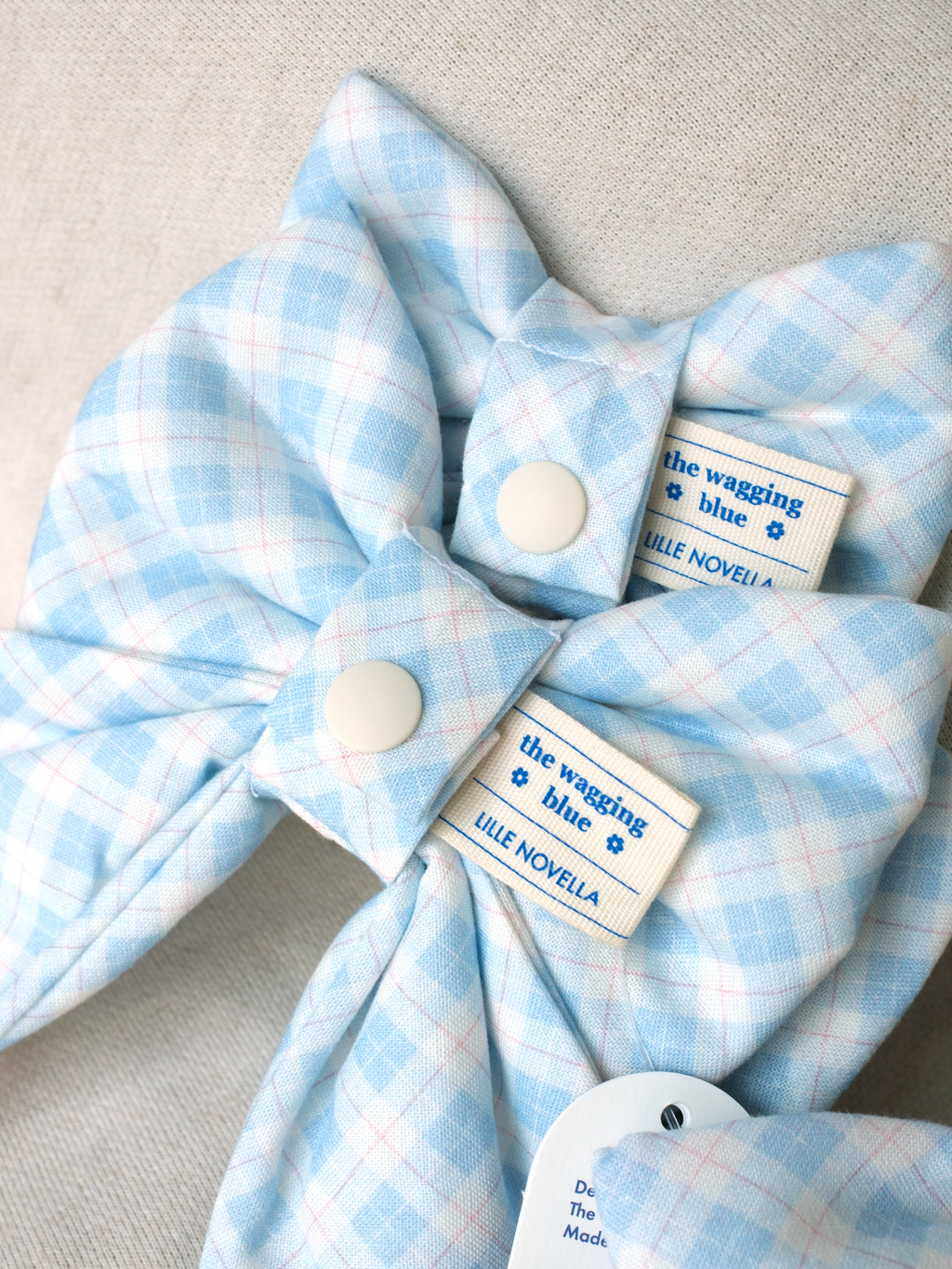 TWB｜Pastel Blue Plaid Ribbon｜粉彩藍格紋蝴蝶結
